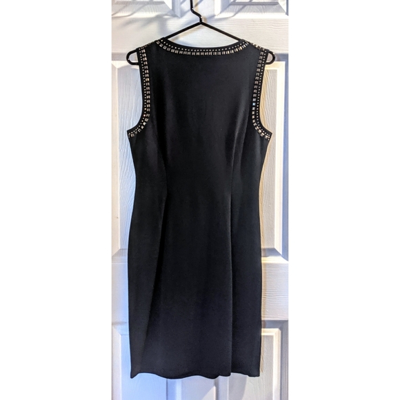 🆕WT Carmen Marc Valvo Midnight Navy Ponte Dress With Silver Studs - Picture 2 of 6